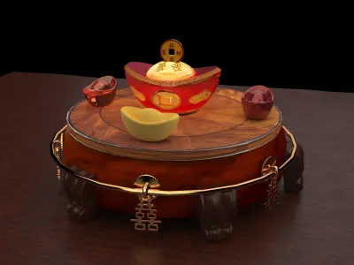 Chinese gold ingot   3D model