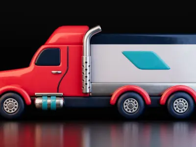 Low Poly Cartoon Trailer Trucks Low-poly 3D model
