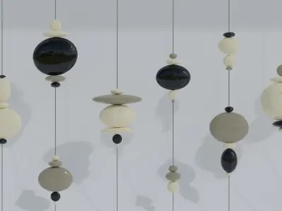 Decorative Stones - String Panel - Stone Wall Hanging - Archviz 3D model
