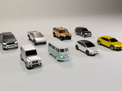 Low Poly Large Car Pack Low-poly 3D model