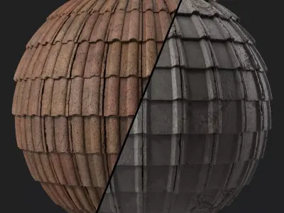 Roof Tile Materials 67- Concrete Roofing by Sbsar  Seamless Pbr Texture