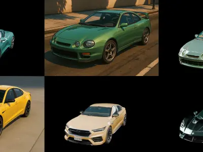Sport Car bundle 10 pack 100 glb 3D model