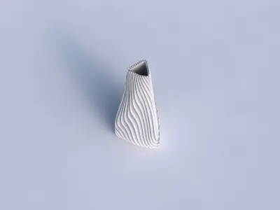Vase puffy tipped triangle with wavy extruded lines 3 3D print model