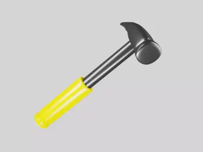 Metal hammer with yellow handle  3D model