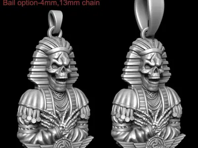 skull Pendant  jewelry Egyptian  vol2 and relief 3D print model