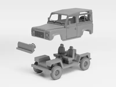 Land RoverDefender 90 - H0 scale car model kit 3D print model