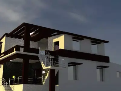 House modern on beach Low-poly 3D model