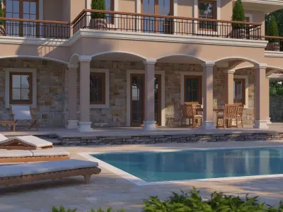 Mediterranean Architectural Style Two Storey Villa 3D model