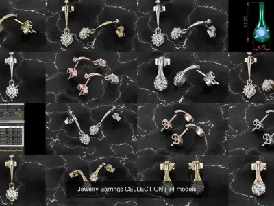 Jewelry Earrings CELLECTION 3D Model Pack