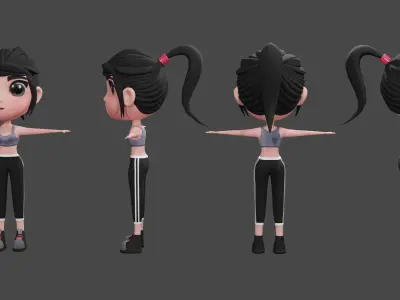 Chibi Character Stylized Low-poly 3D model