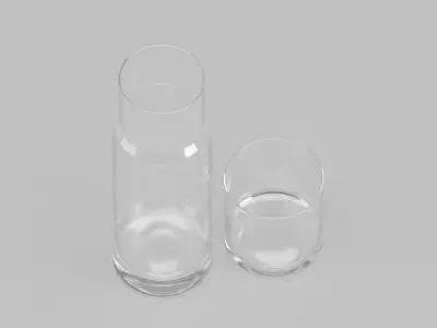 Water Carafe and Glass Free 3D model