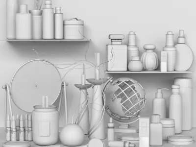 A set of luxury cosmetics for the bathroom 3D model
