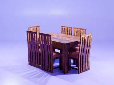 Sheesham Dining Table Low-poly 3D model