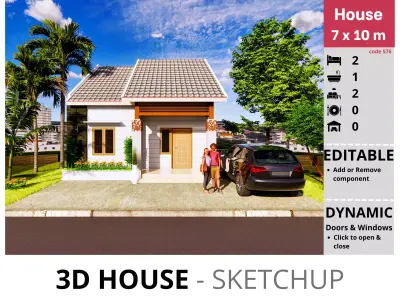 House 7x10m code 576 - Sketchup 3D model 3D model 3D model