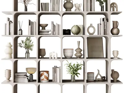 plastic Shelves Decorative With Plants and plastic Rack 31 3D model