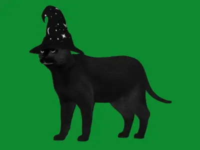 Halloween Black Cat Low-poly 3D model