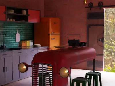 3d retro living room  3D model