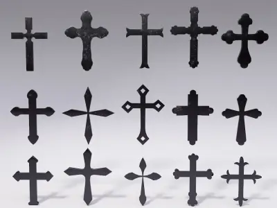 Cross Christianity symbols low poly 3d model Low-poly 3D model