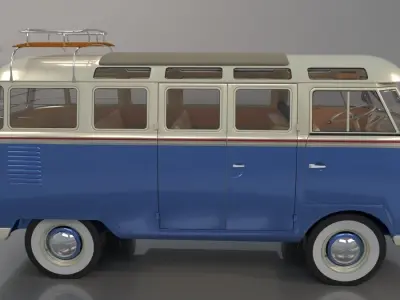 Volks Wagen Type 2 Kombi Samba LO POLY 3D model