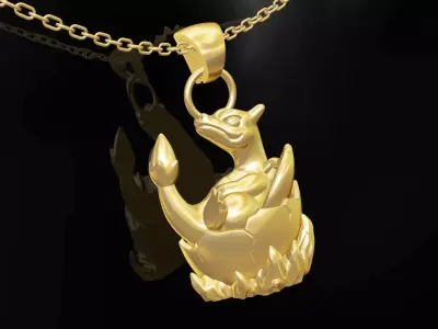 Charizard Pokemon pendant jewelry gold 3D print model