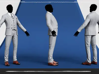 Men Pans with Shirt Blazer and Shoes Vest Color Grey Low-poly 3D model