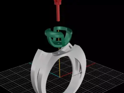 woman ring 3D print model 2