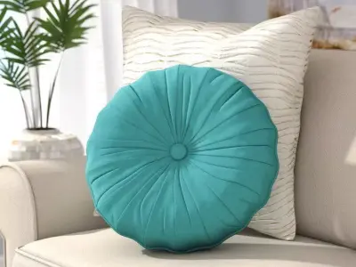 Whitman Buttons Cotton Throw Pillow 3D model