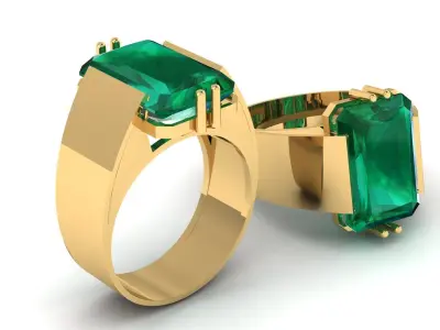 LUXURY FASHION  EMERALD RING 3D PRINTABLE MODEL 3D print model