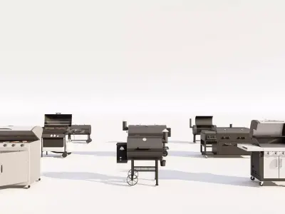 Outdoor BBQ and Cooking Grills for Backyard Low-poly 3D model