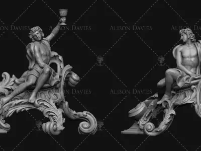 Bacchus Fire dogs for fire surround 3D print model 3D print model