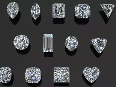 Diamond Gem Stones pack Low-poly 3D model