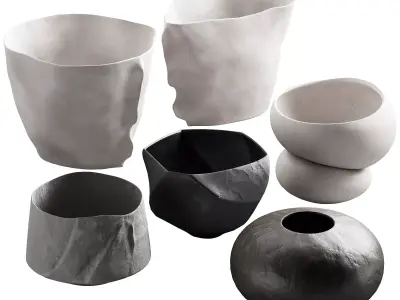 302 decorative vases and pots 02 deformed folded relief vase 3D model