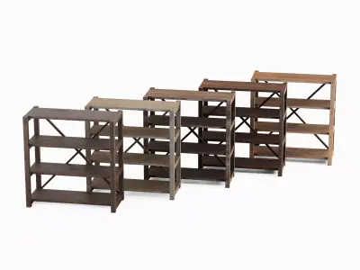 Wide Pottery Shelf Set A Low-poly 3D model