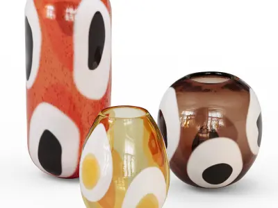 Set of colored glass vases j-line 3D model