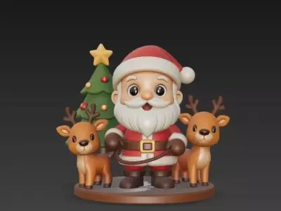 Santa and Friends  Christmas 3D Scene 3D print model