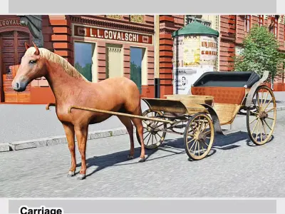 Carriage horse drawn 3D model