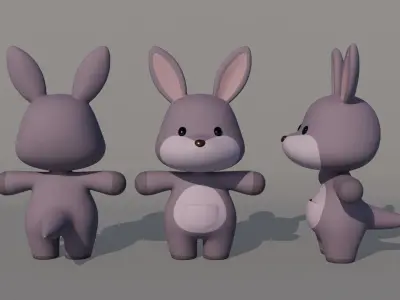 Rigged Cartoon Kangaroo Low-poly 3D model