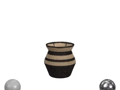Striped Seagrass Tall Basket BlackNaturalStriped Seagrass  3D model
