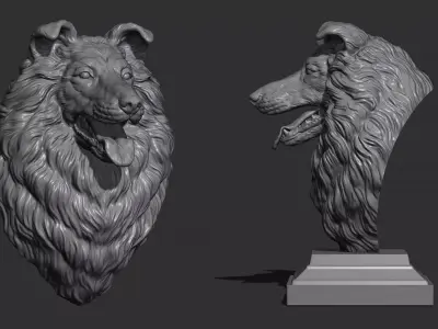 Collie Dog head 3D print model