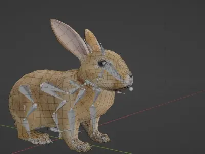 Brown Bunny Rabbit Low-poly 3D model