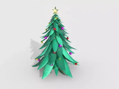 Christmas Tree 08 Green Aqua - Cartoon Interior Decoration Low-poly 3D model