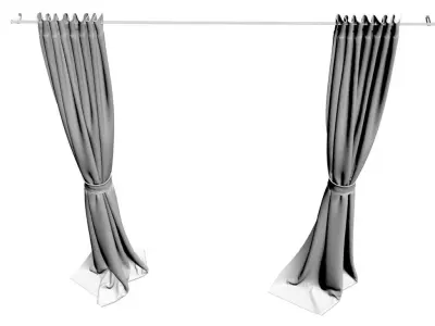 Pink window curtains 3D model