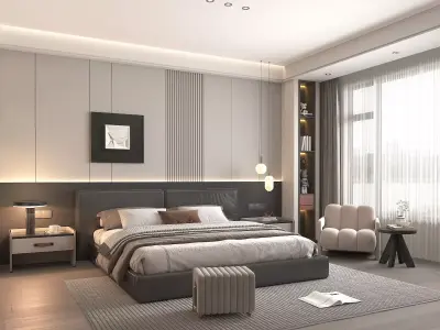 Modern Bedroom Scene 42 3D model