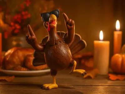 Cool Dancing Turkey with Sunglasses Fun Thanksgiving 3D Printed 3D print model