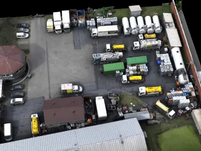 construction-site trucks machinery terrain photogrammetry Low-poly 3D model