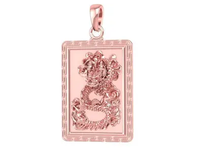 Luxury Chinese Dragon Rectangle Pendant for Men  3061 3D print model