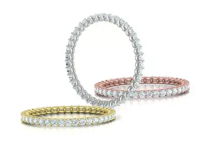 Stackable Diamond Eternity Ring Small Stones MANY FINGERS 3D print model