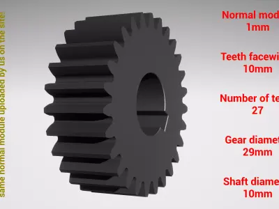 Cylindrical gear - paired - z27 m1 D29 d10 3D print model