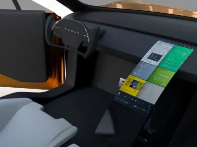 Tesla Roadster 2020 Yellow with interior and chassis 3D model