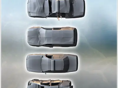 Set of four post-apocalyptic vehicles with a police car and vehi 3D print model